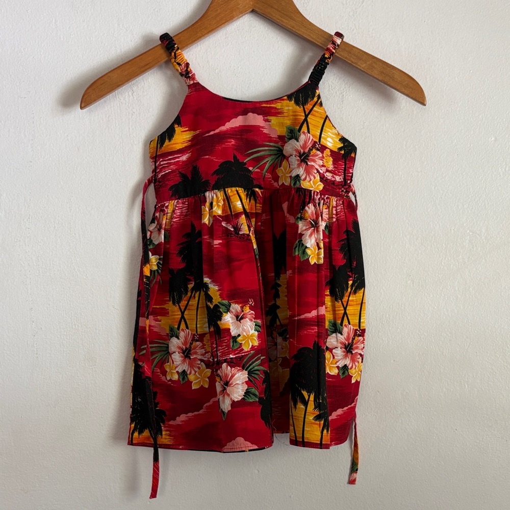 Girls' Red Tropical Floral Tank Top